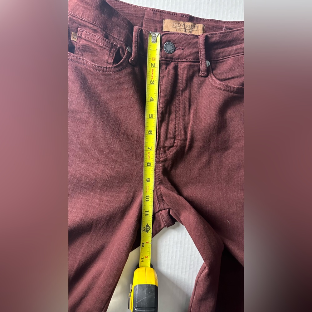 Judy Blue‎ Jeans Women's 3/26 Burgundy Wide Leg High Rise Stretch Garment Dyed - Picture 10 of 14